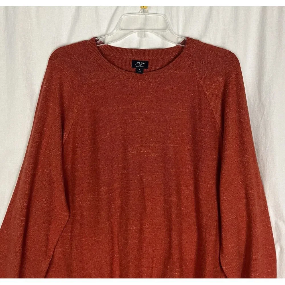 J. Crew Orange Cotton Knit Crewneck Sweater Men's Size L‎